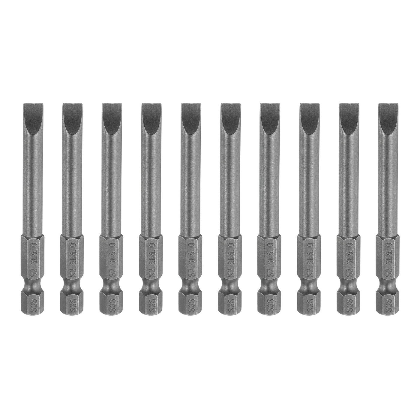 Harfington 10pcs SL6 Magnetic Slotted Screwdriver Bits 6mm Flat Head Screwdriver Bit 2.6"