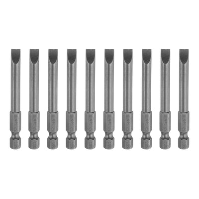 Harfington 10pcs SL6 Magnetic Slotted Screwdriver Bits 6mm Flat Head Screwdriver Bit 2.6"