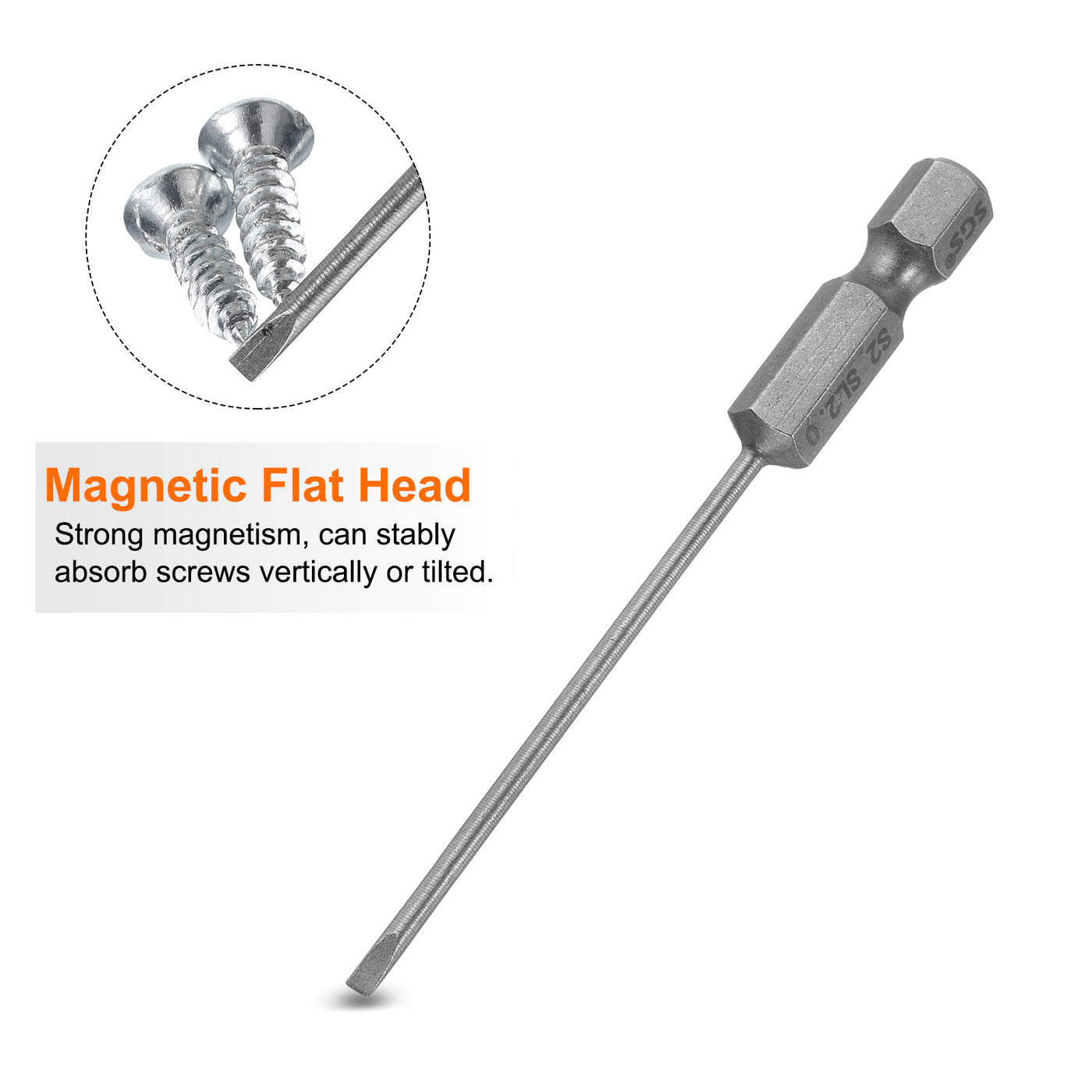 Harfington SL2 Magnetic Slotted Screwdriver Bits 2mm Flat Head Screwdriver Bit 3"