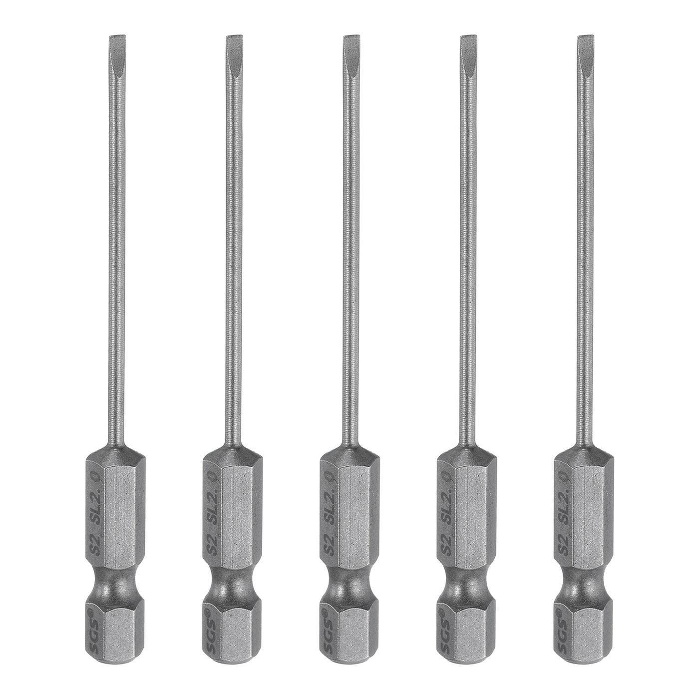 Harfington 5pcs SL2 Magnetic Slotted Screwdriver Bits 2mm Flat Head Screwdriver Bit 3"