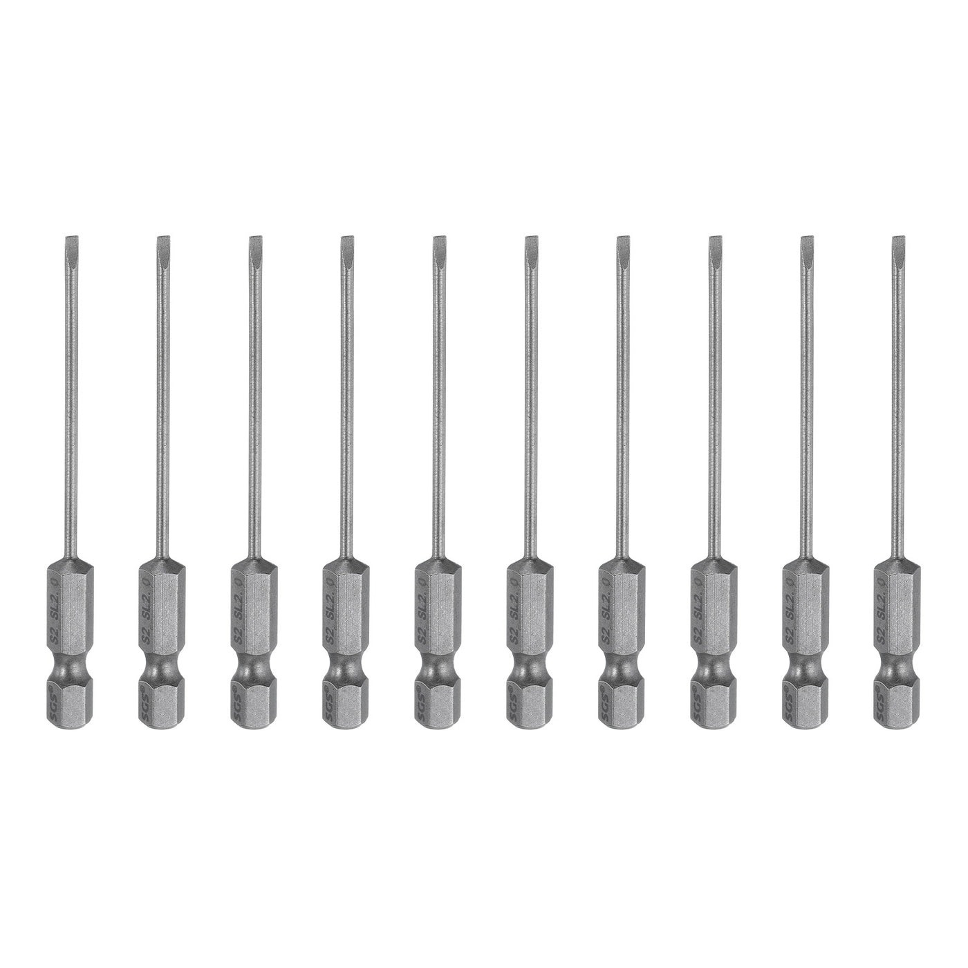 Harfington 10pcs SL2 Magnetic Slotted Screwdriver Bits 2mm Flat Head Screwdriver Bit 3"