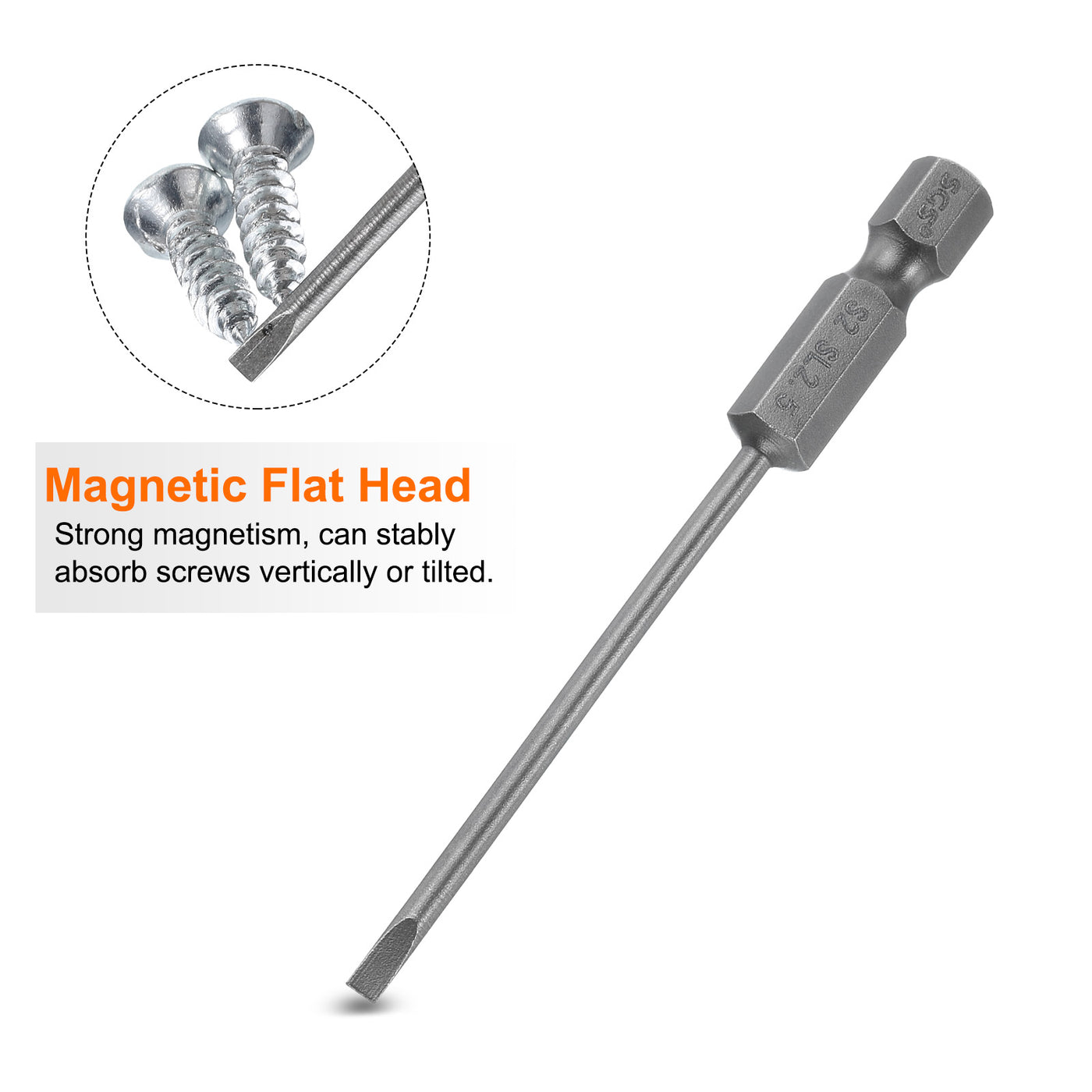 Harfington SL2.5 Magnetic Slotted Screwdriver Bits 2.5mm Flat Head Screwdriver Bit 3"