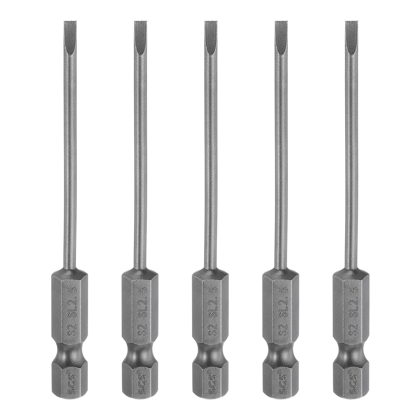 Harfington 5pcs SL2.5 Magnetic Slotted Screwdriver Bits 2.5mm Flat Head Screwdriver Bit 3"