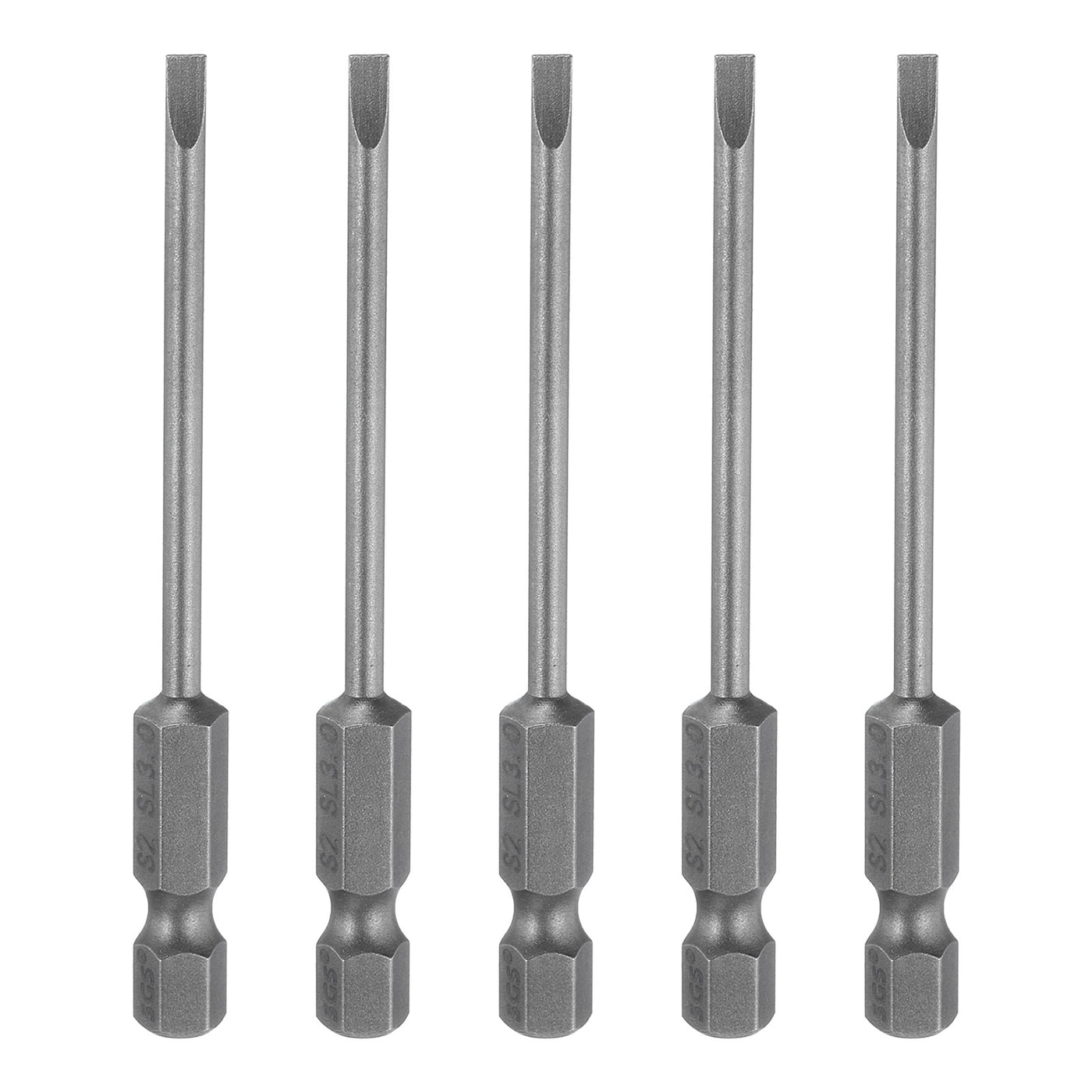 Harfington 5pcs SL3 Magnetic Slotted Screwdriver Bits 3mm Flat Head Screwdriver Bit 3"