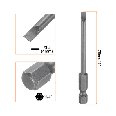 Harfington SL4 Magnetic Slotted Screwdriver Bits 4mm Flat Head Screwdriver Bit 3"