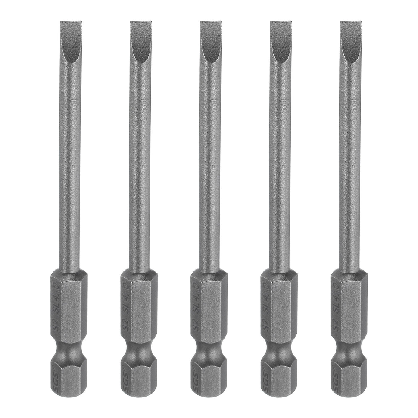 Harfington 5pcs SL4 Magnetic Slotted Screwdriver Bits 4mm Flat Head Screwdriver Bit 3"