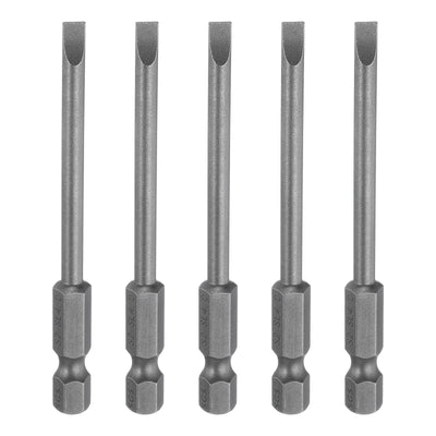 Harfington 5pcs SL4 Magnetic Slotted Screwdriver Bits 4mm Flat Head Screwdriver Bit 3"