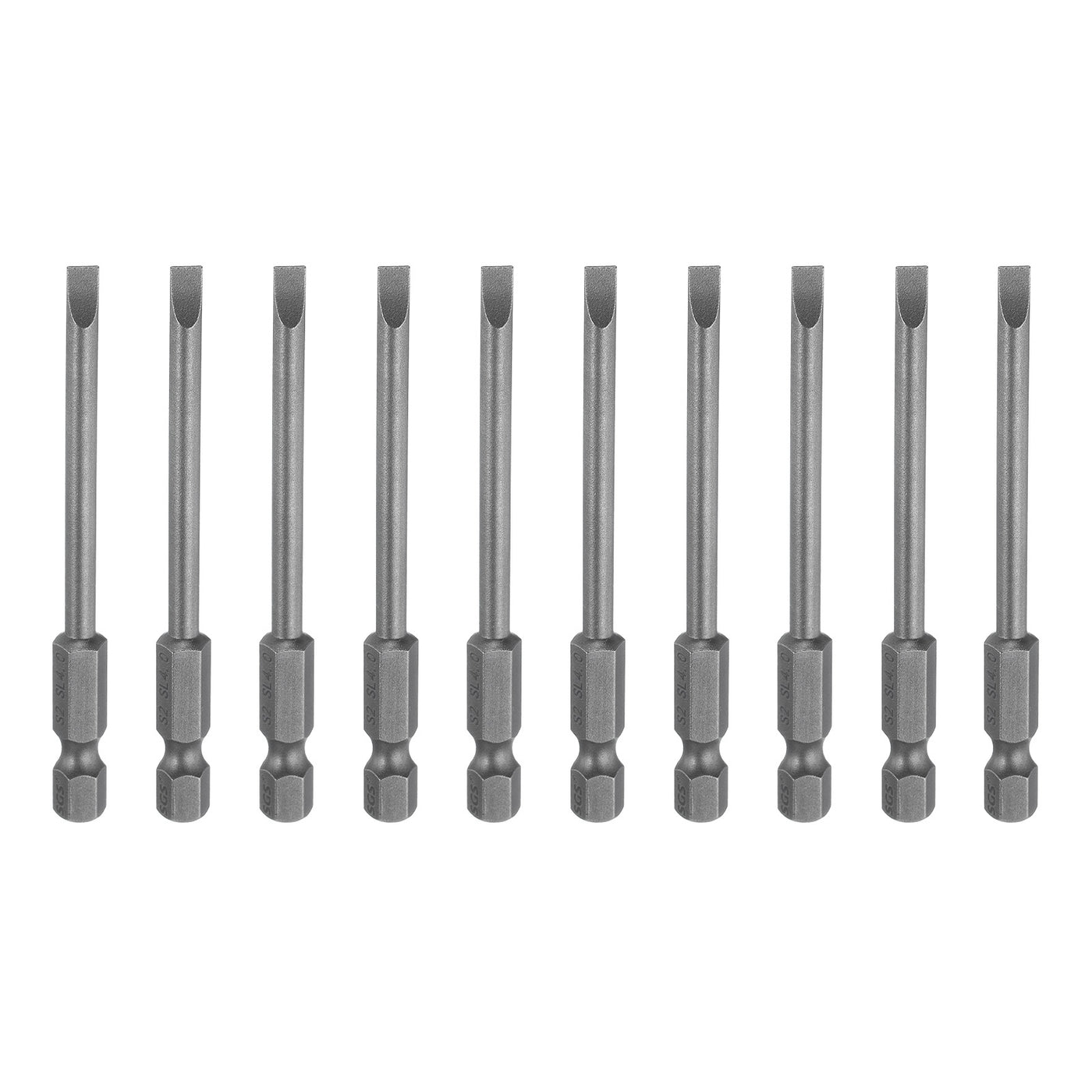 Harfington 10pcs SL4 Magnetic Slotted Screwdriver Bits 4mm Flat Head Screwdriver Bit 3"