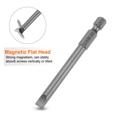 Harfington SL6 Magnetic Slotted Screwdriver Bits 6mm Flat Head Screwdriver Bit 3"