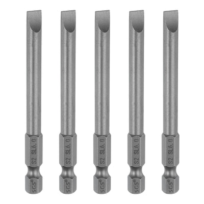 Harfington 5pcs SL6 Magnetic Slotted Screwdriver Bits 6mm Flat Head Screwdriver Bit 3"