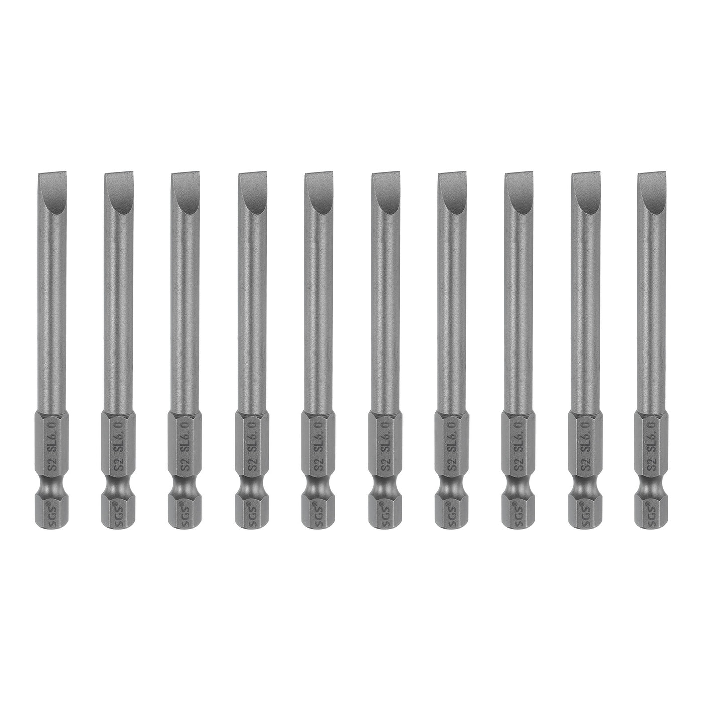 Harfington 10pcs SL6 Magnetic Slotted Screwdriver Bits 6mm Flat Head Screwdriver Bit 3"