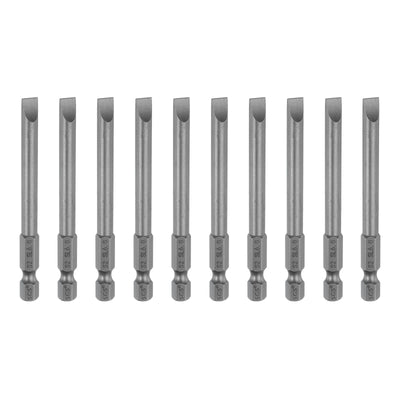 Harfington 10pcs SL6 Magnetic Slotted Screwdriver Bits 6mm Flat Head Screwdriver Bit 3"