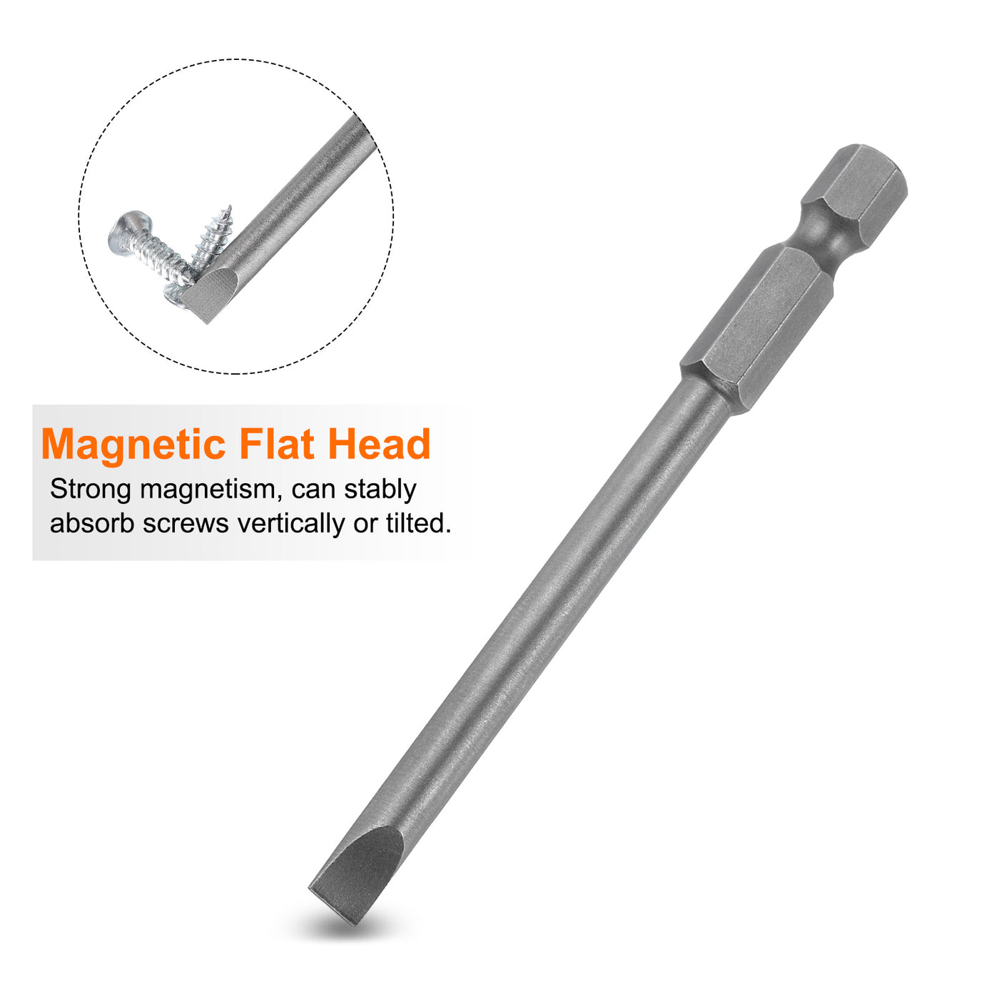 Harfington SL5 Magnetic Slotted Screwdriver Bits 5mm Flat Head Screwdriver Bit 3.1"