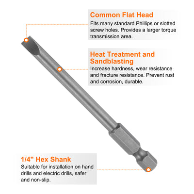 Harfington 5pcs SL5 Magnetic Slotted Screwdriver Bits 5mm Flat Head Screwdriver Bit 3.1"