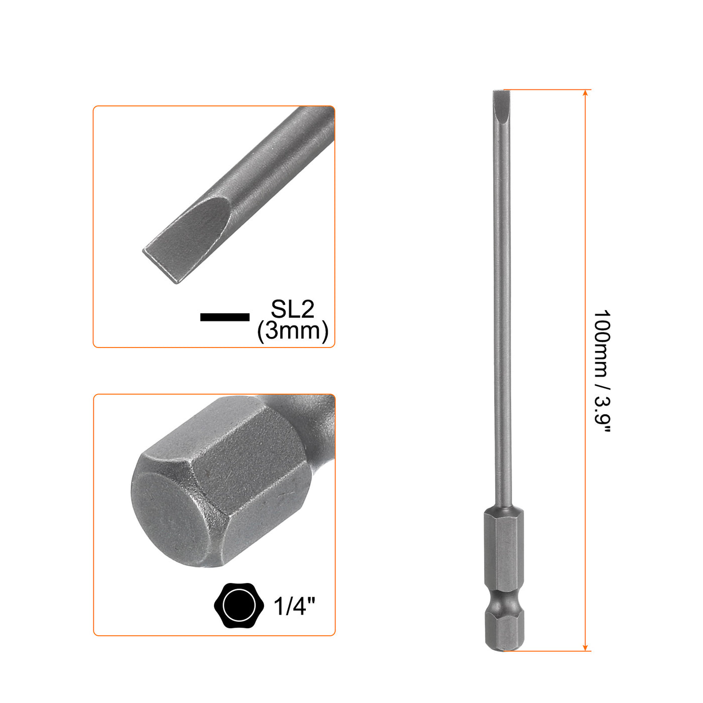 Harfington SL3 Magnetic Slotted Screwdriver Bits 3mm Flat Head Screwdriver Bit 3.9"