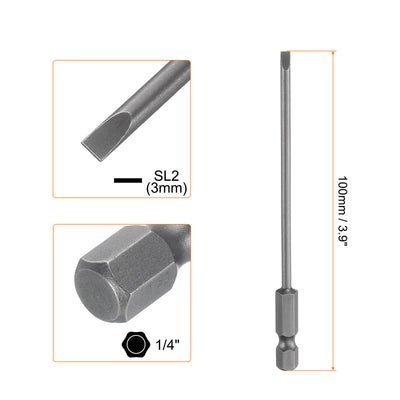 Harfington SL3 Magnetic Slotted Screwdriver Bits 3mm Flat Head Screwdriver Bit 3.9"