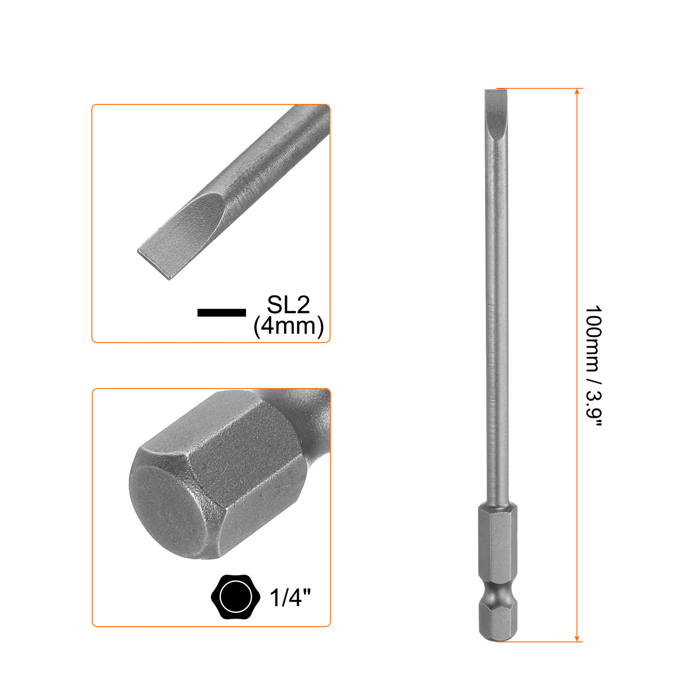 Harfington SL4 Magnetic Slotted Screwdriver Bits 4mm Flat Head Screwdriver Bit 3.9"