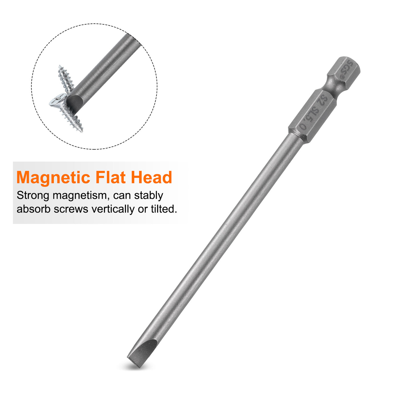 Harfington SL5 Magnetic Slotted Screwdriver Bits 5mm Flat Head Screwdriver Bit 3.9"