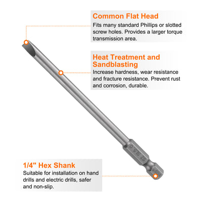 Harfington 2pcs SL5 Magnetic Slotted Screwdriver Bits 5mm Flat Head Screwdriver Bit 3.9"