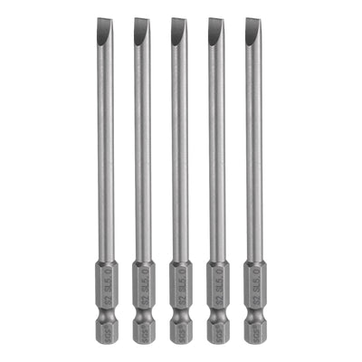 Harfington 5pcs SL5 Magnetic Slotted Screwdriver Bits 5mm Flat Head Screwdriver Bit 3.9"