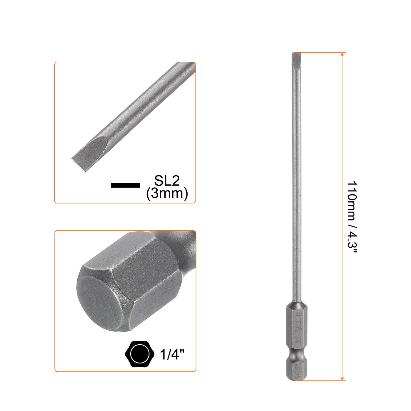 Harfington SL3 Magnetic Slotted Screwdriver Bits 3mm Flat Head Screwdriver Bit 4"