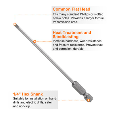 Harfington SL3 Magnetic Slotted Screwdriver Bits 3mm Flat Head Screwdriver Bit 4"