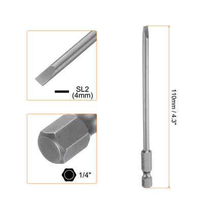 Harfington SL4 Magnetic Slotted Screwdriver Bits 4mm Flat Head Screwdriver Bit 4"