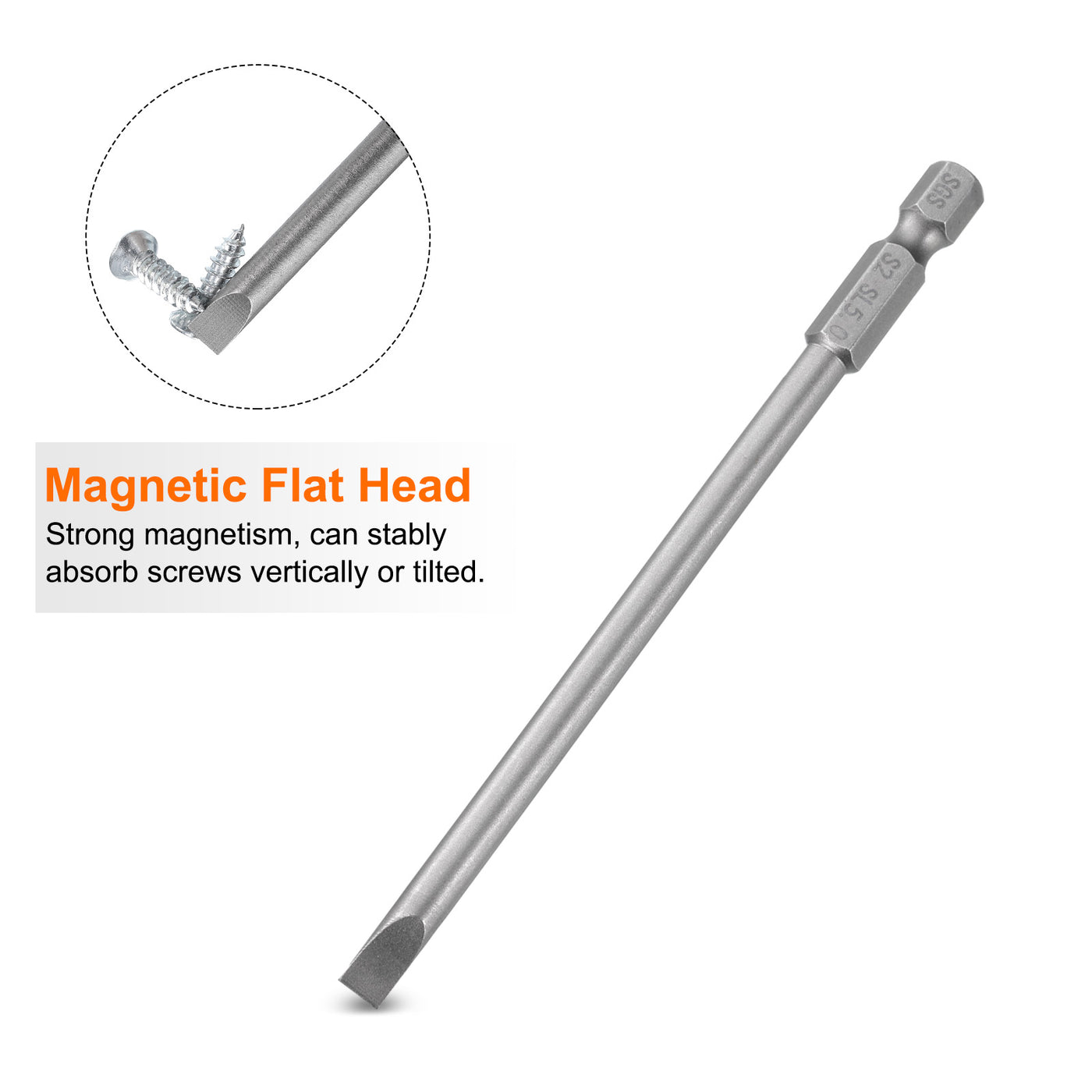 Harfington SL5 Magnetic Slotted Screwdriver Bits 5mm Flat Head Screwdriver Bit 4"