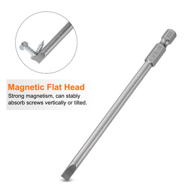 Harfington SL5 Magnetic Slotted Screwdriver Bits 5mm Flat Head Screwdriver Bit 4"