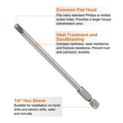 Harfington SL5 Magnetic Slotted Screwdriver Bits 5mm Flat Head Screwdriver Bit 4"