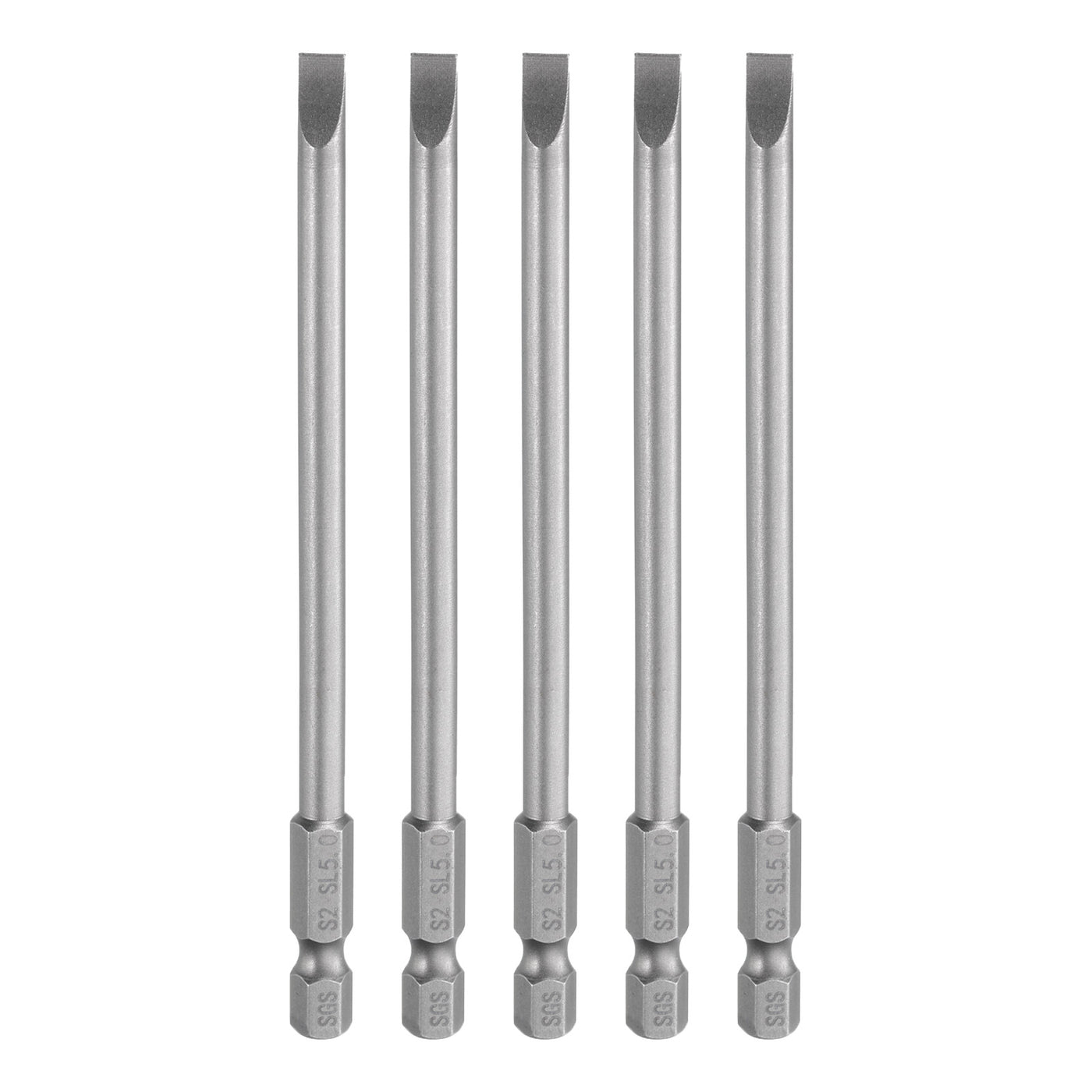 Harfington 5pcs SL5 Magnetic Slotted Screwdriver Bits 5mm Flat Head Screwdriver Bit 4"