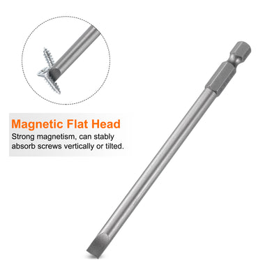 Harfington SL6 Magnetic Slotted Screwdriver Bits 6mm Flat Head Screwdriver Bit 4"