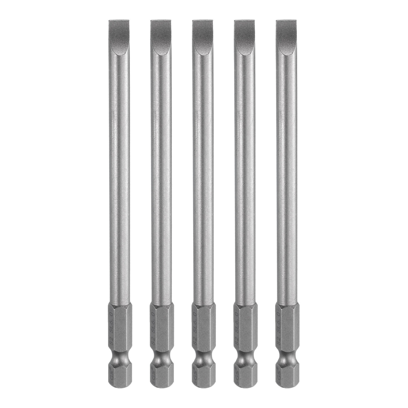 Harfington 5pcs SL6 Magnetic Slotted Screwdriver Bits 6mm Flat Head Screwdriver Bit 4"