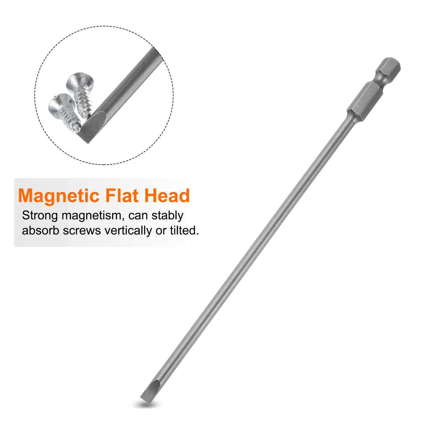 Harfington SL4 Magnetic Slotted Screwdriver Bits 4mm Flat Head Screwdriver Bit 6"