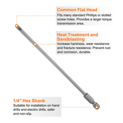 Harfington SL4 Magnetic Slotted Screwdriver Bits 4mm Flat Head Screwdriver Bit 6"