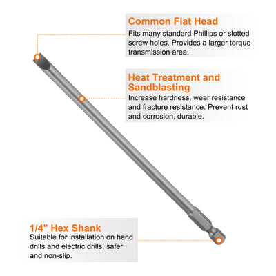 Harfington SL6 Magnetic Slotted Screwdriver Bits 6mm Flat Head Screwdriver Bit 6"