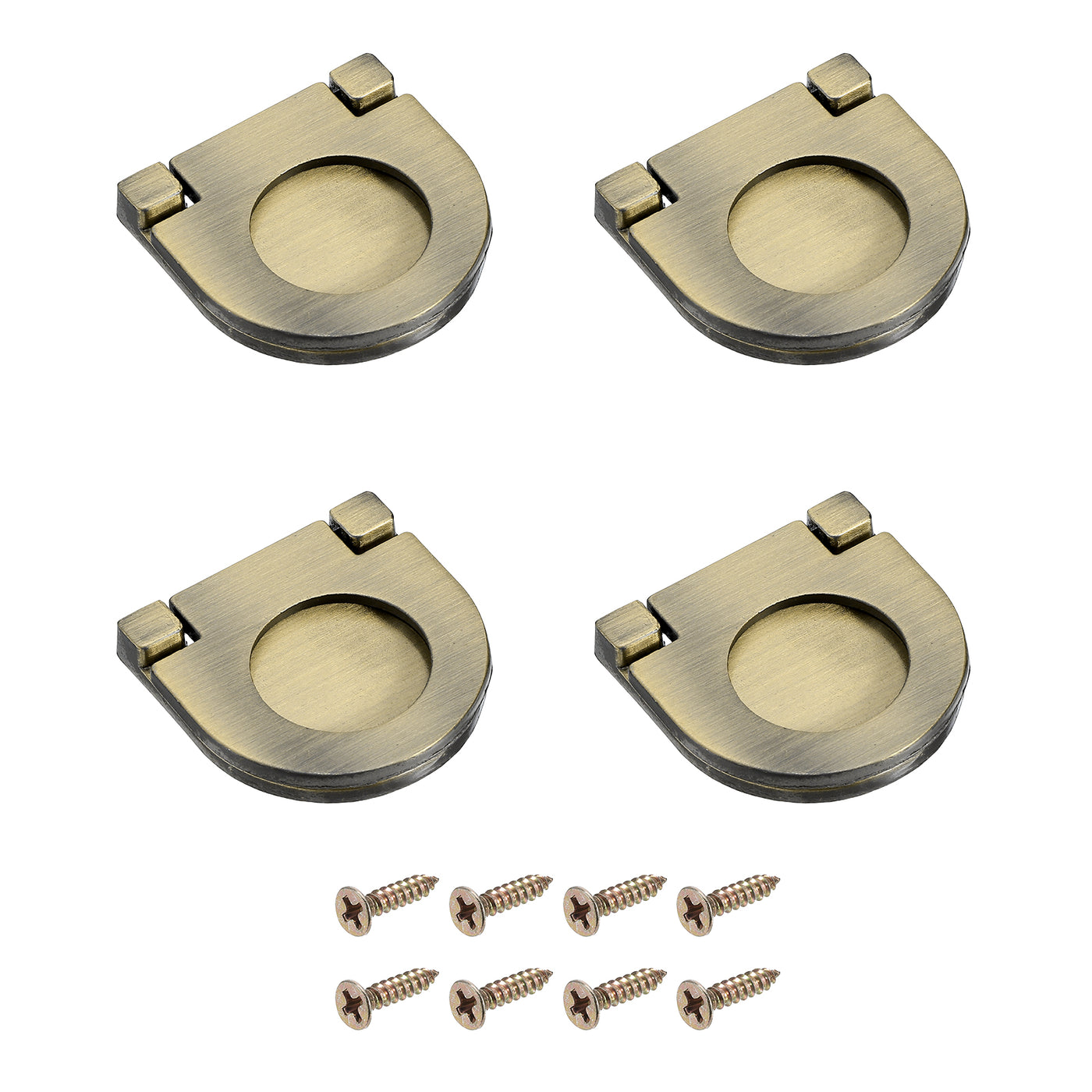 uxcell Uxcell 4Pcs Flush Pull Handle, 1.38Inch Hidden Recessed Furniture Grip Ring Pull，Bronze