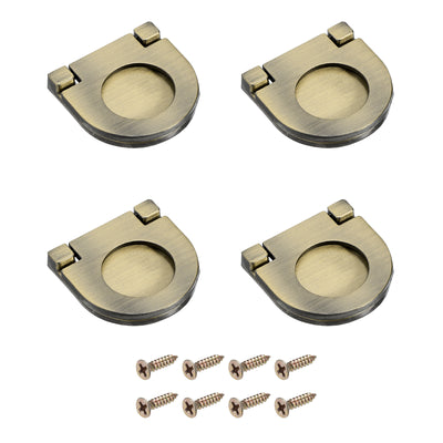 Harfington Uxcell 4Pcs Flush Pull Handle, 1.38Inch Hidden Recessed Furniture Grip Ring Pull，Bronze