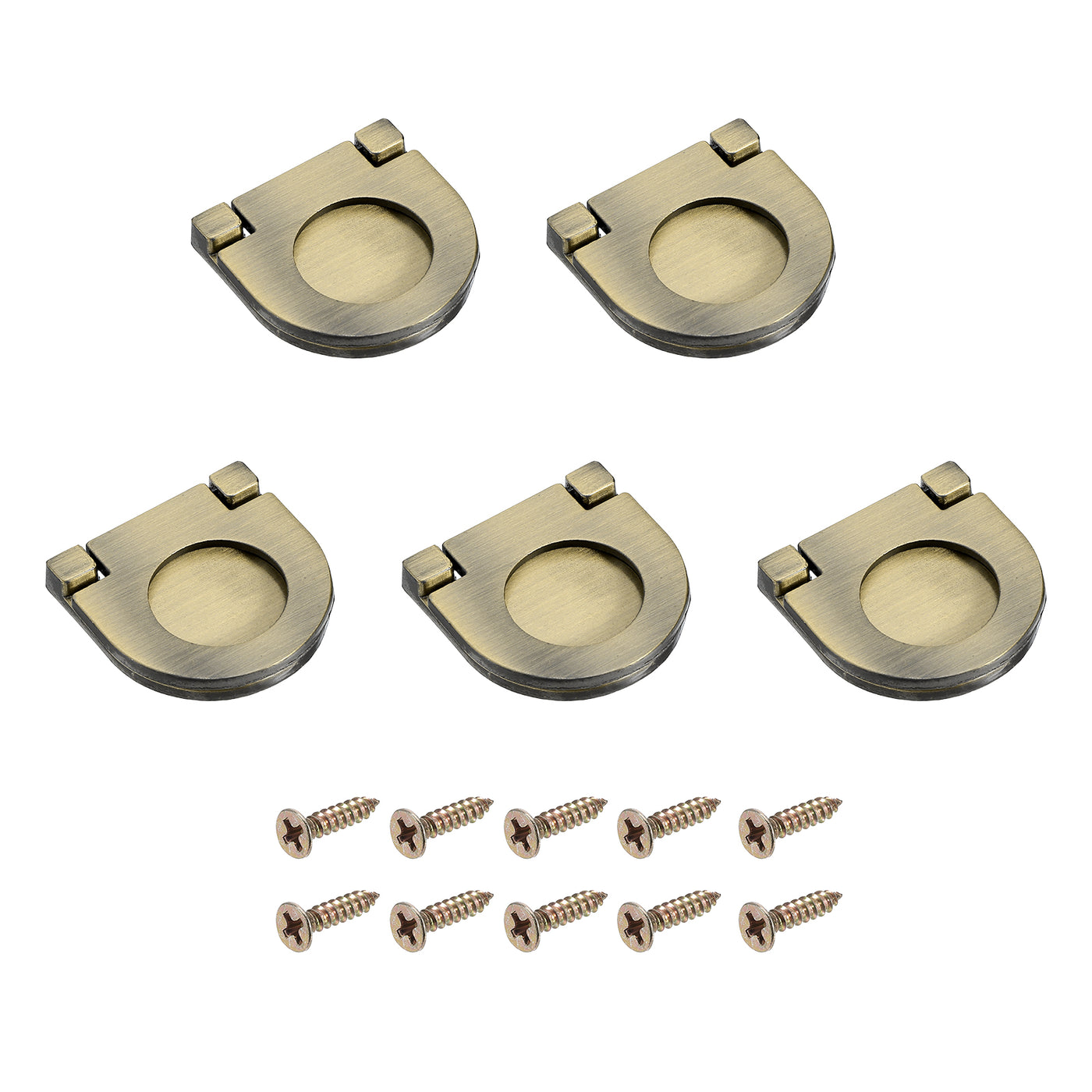 uxcell Uxcell 5Pcs Flush Pull Handle, 1.38Inch Hidden Recessed Furniture Grip Ring Pull,Bronze