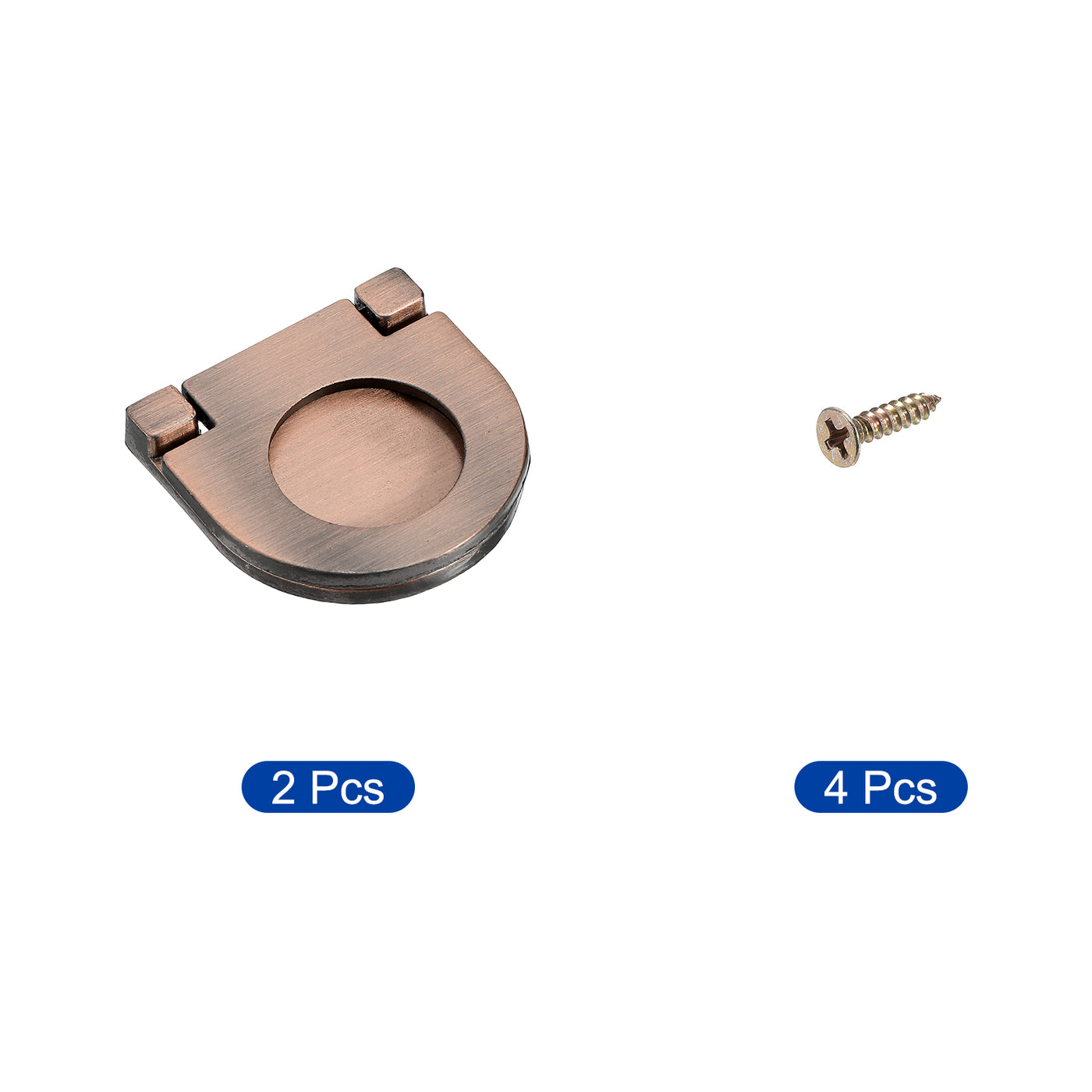 uxcell Uxcell 2Pcs Flush Pull Handle, 1.38Inch Hidden Recessed Furniture Grip Ring Pull,Copper