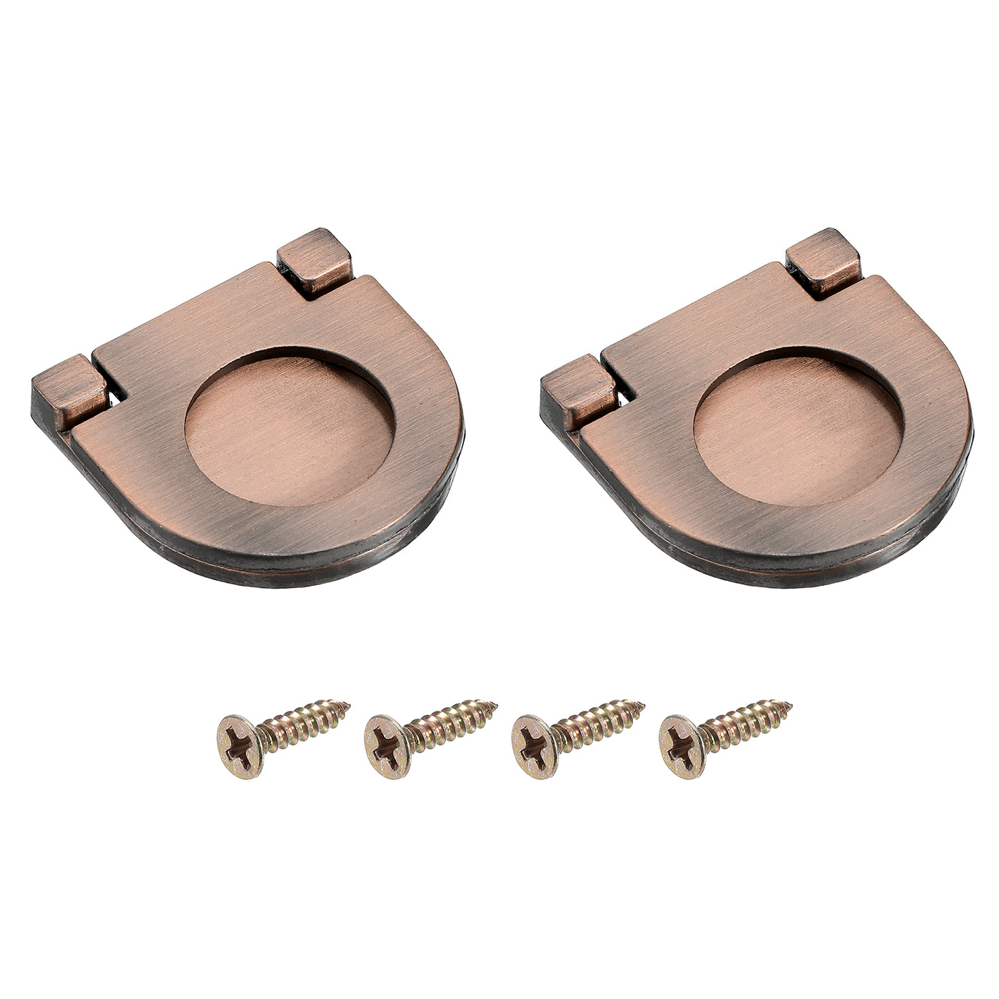 uxcell Uxcell 2Pcs Flush Pull Handle, 1.38Inch Hidden Recessed Furniture Grip Ring Pull,Copper