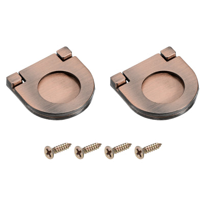 Harfington Uxcell 2Pcs Flush Pull Handle, 1.38Inch Hidden Recessed Furniture Grip Ring Pull,Copper