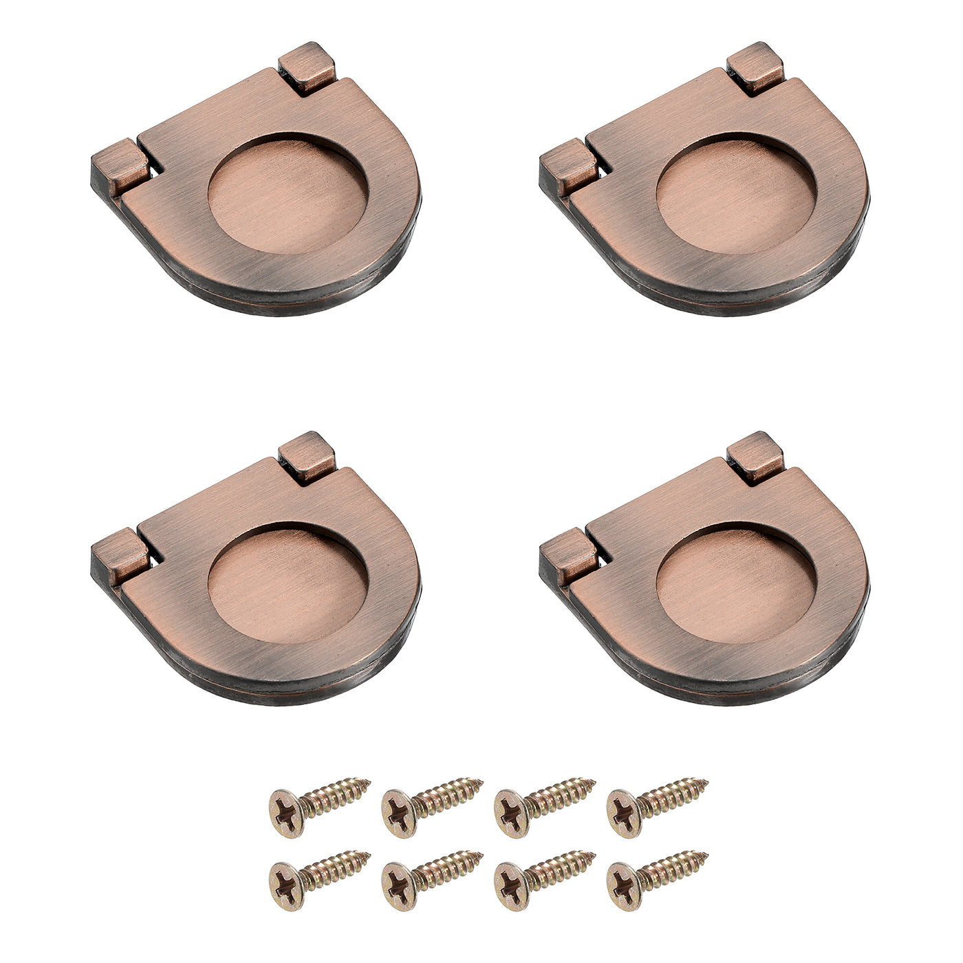 uxcell Uxcell 4Pcs Flush Pull Handle, 1.38Inch Hidden Recessed Furniture Grip Ring Pull,Copper