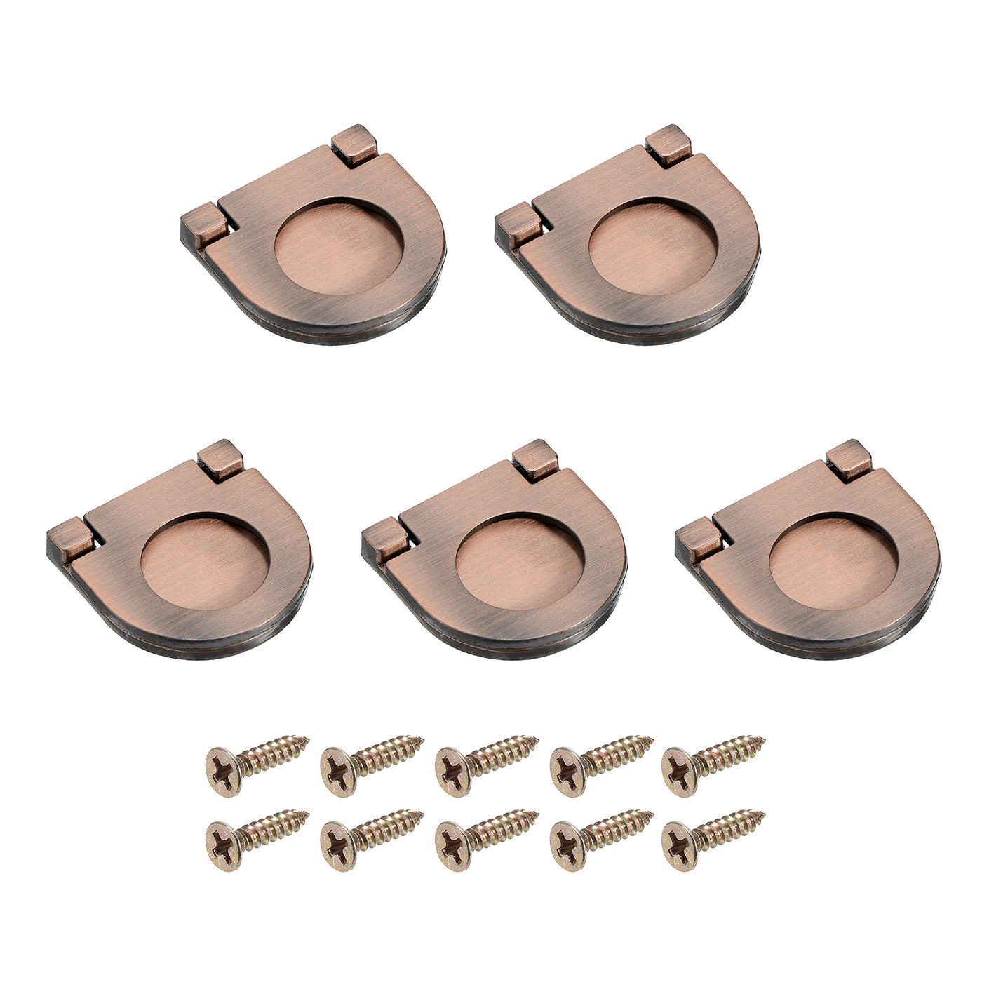 uxcell Uxcell 5Pcs Flush Pull Handle, 1.38Inch Hidden Recessed Furniture Grip Ring Pull,Copper