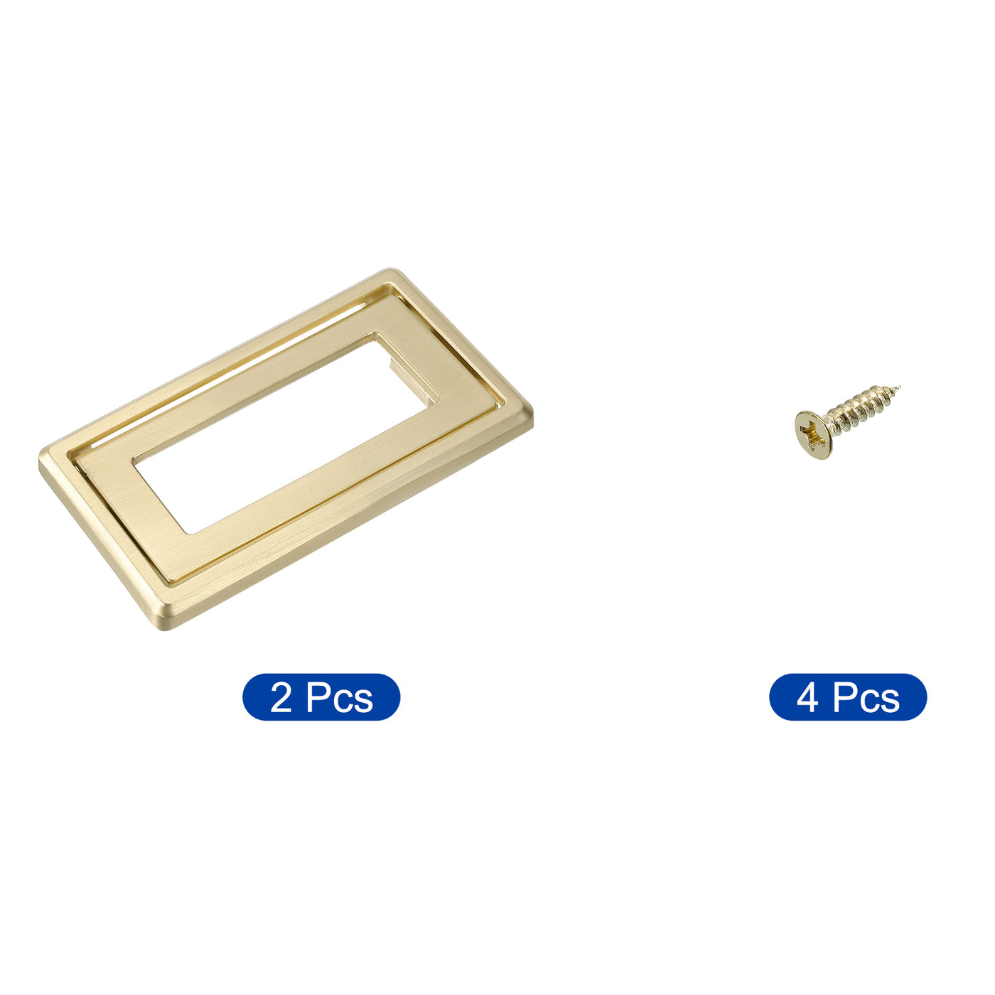 uxcell Uxcell 2 Pcs Flush Pull Handle, 2.5 Inch Hole Center Recessed Furniture Grip, Gold