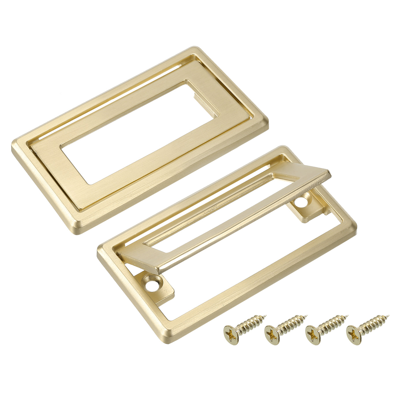 uxcell Uxcell 2 Pcs Flush Pull Handle, 2.5 Inch Hole Center Recessed Furniture Grip, Gold