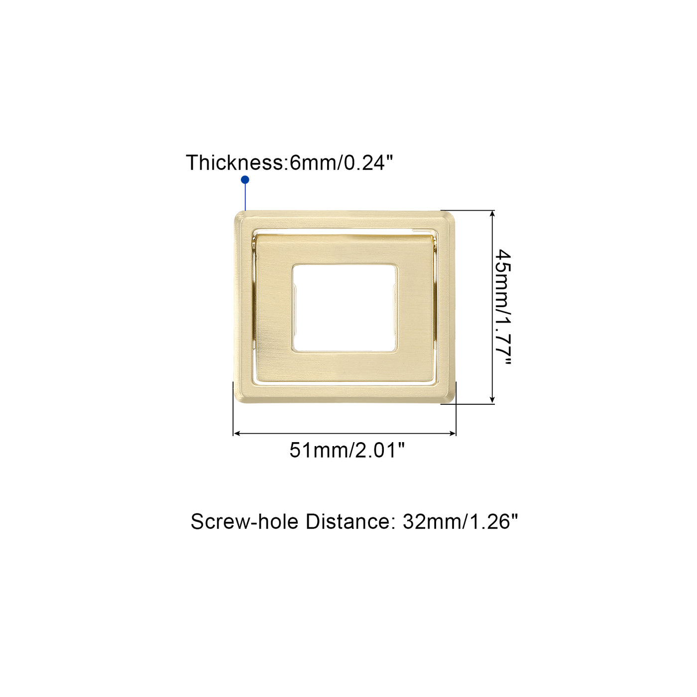 uxcell Uxcell 2 Pcs Flush Pull Handle, 1.3 Inch Hole Center Recessed Furniture Grip, Gold