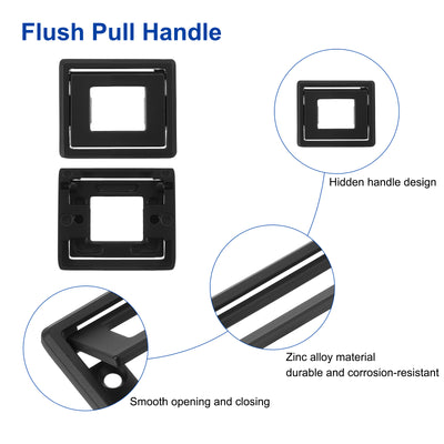 Harfington Uxcell 2 Pcs Flush Pull Handle, 1.3 Inch Hole Center Recessed Furniture Grip, Black