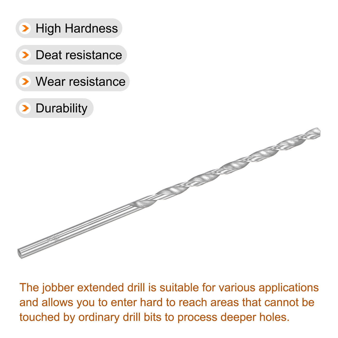 uxcell Uxcell 5mm Twist Drill Bits, High-Speed Steel Extra Long Drill Bit 160mm Length 4pcs