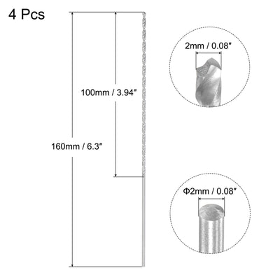 Harfington Uxcell 2mm Twist Drill Bits, High-Speed Steel Extra Long Drill Bit 160mm Length 4pcs